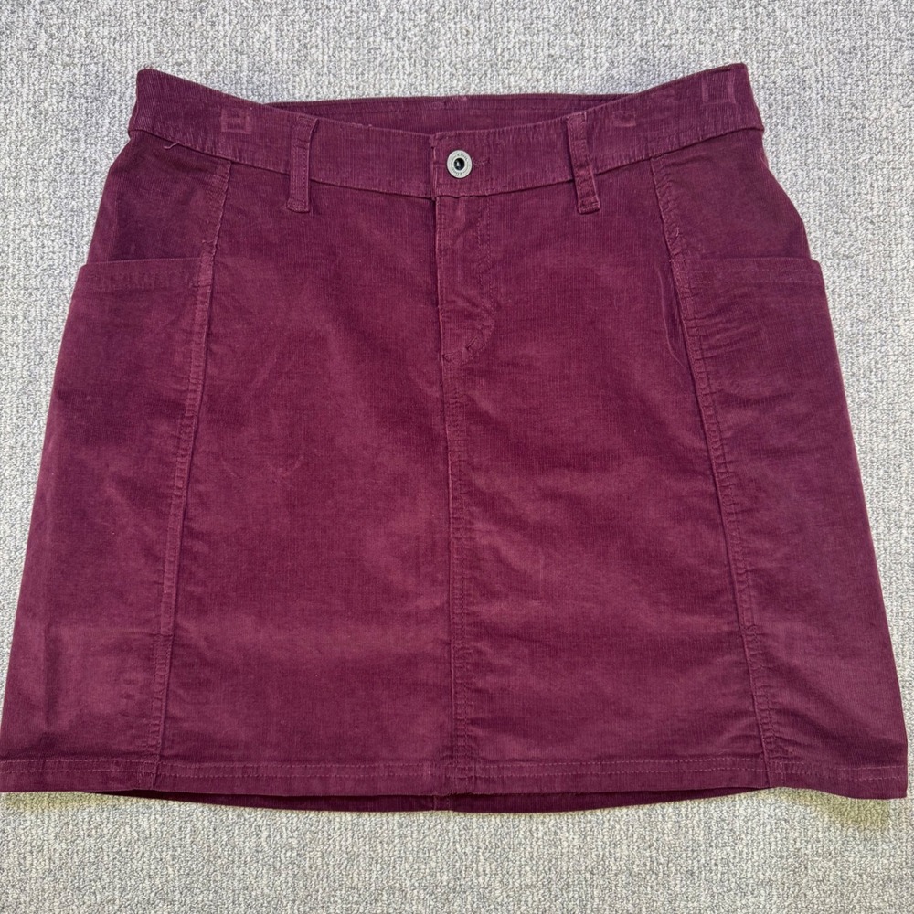 Kuhl Women Burgundy Corduroy Mini Skirt Size 12 Cotton Lycra Outdoor Casual